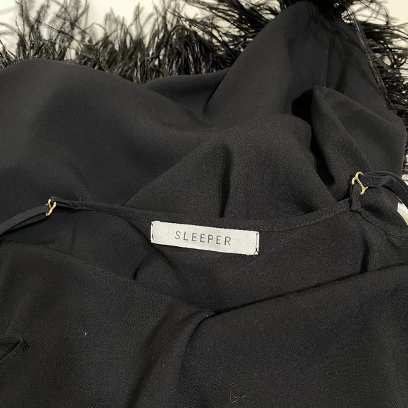 SLEEPER Black Slip Dress w/Feather Trim - Picture 8 of 10